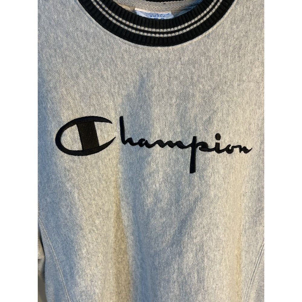 Vintage Champion Reverse Weave Sweatshirt mens XS small Blue Gray Trim - Picture 3 of 6